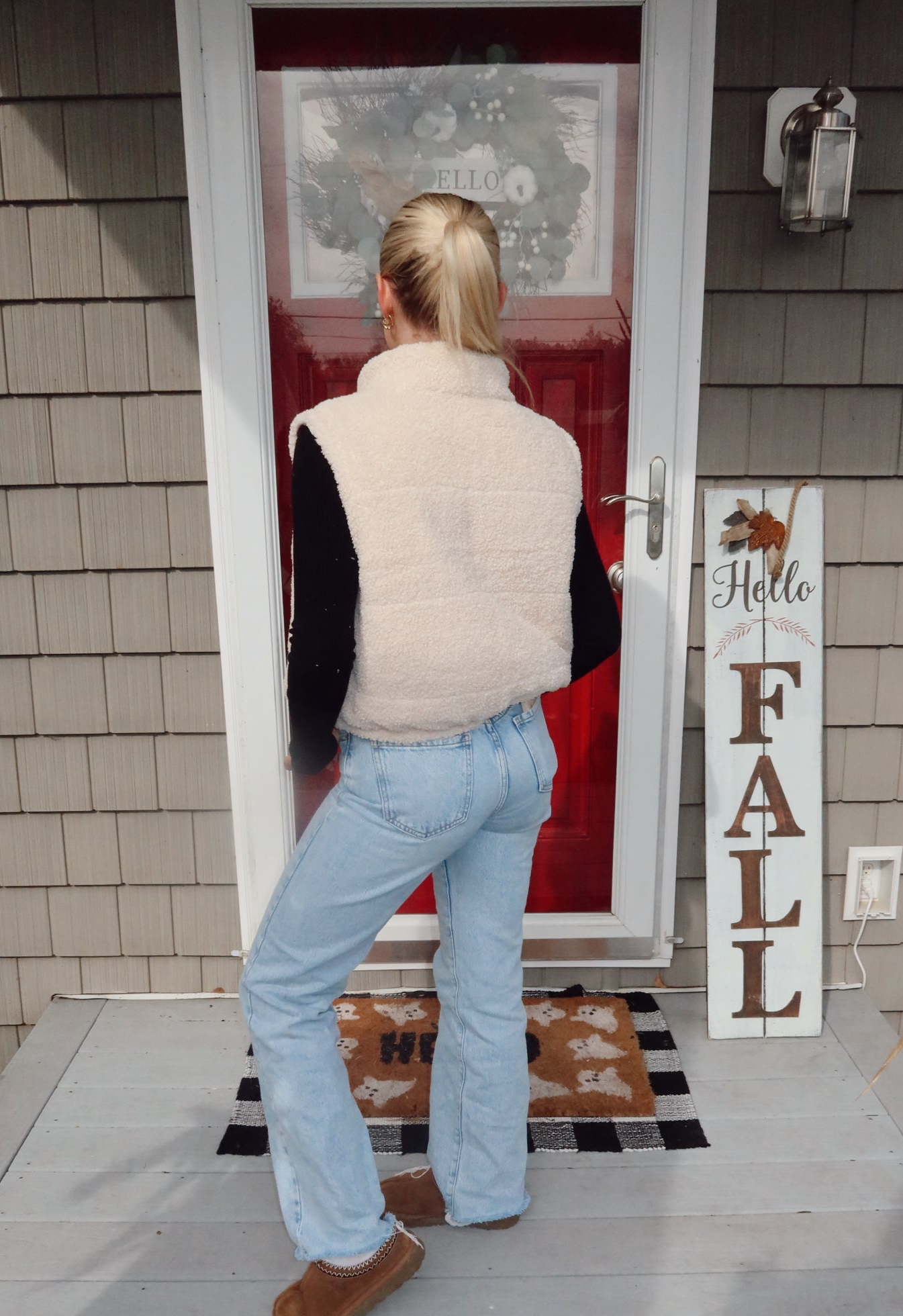 Two-Tone Teddy Puffer Vest