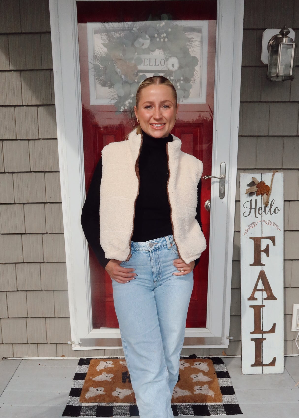 Two-Tone Teddy Puffer Vest